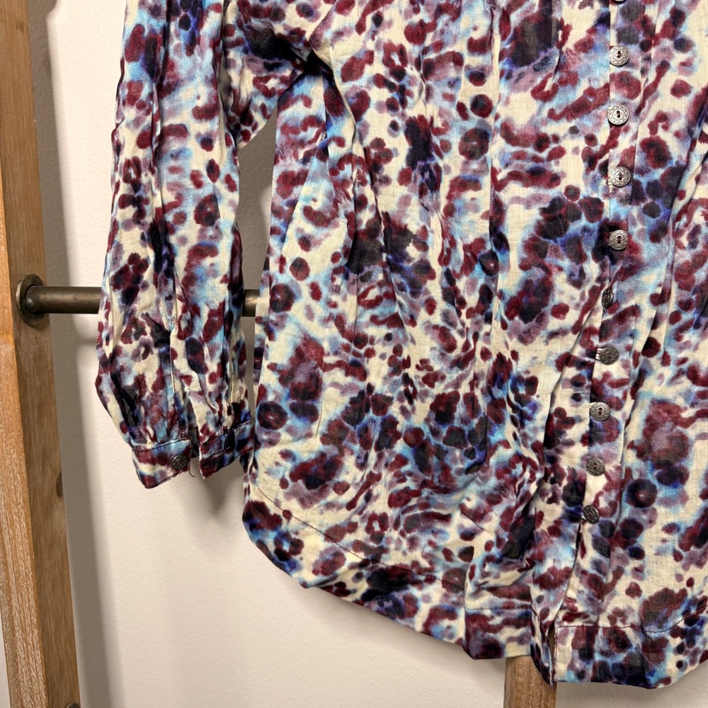Beachlunchlounge Long Sleeve Button Up Blouse Abstract Print Size X Small - Picture 4 of 10
